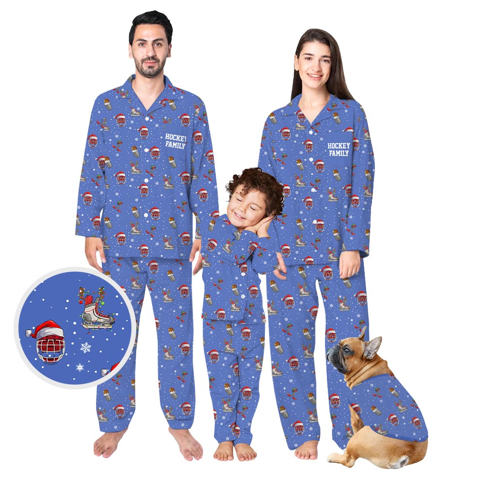 Custom Name Christmas Hockey Family Pajamas All Sizes Custom Name Christmas Hockey Family Pajamas All Sizes