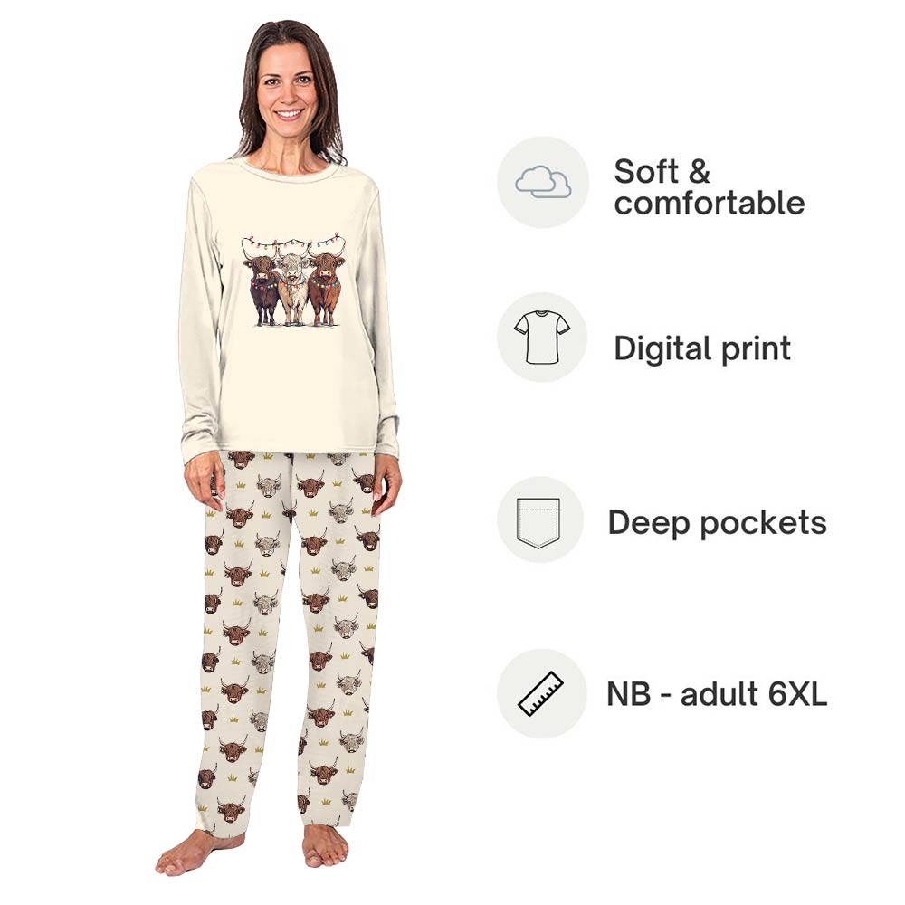 Highland Cow Christmas Pajamas Matching Family And Dog Highland Cow Christmas Pajamas Matching Family And Dog