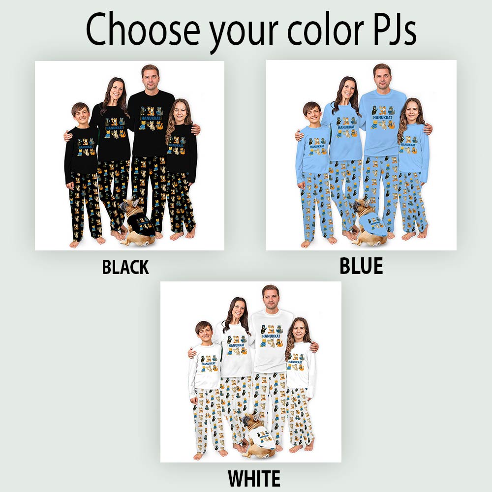 Meowzel Tov Cat Hanukkah Family Matching Christmas Pajamas Meowzel Tov Cat Hanukkah Family Matching Christmas Pajamas