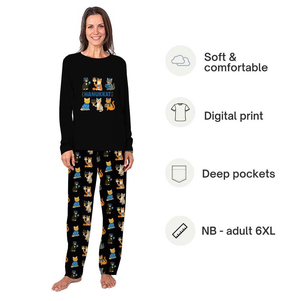 Meowzel Tov Cat Hanukkah Family Matching Christmas Pajamas Meowzel Tov Cat Hanukkah Family Matching Christmas Pajamas