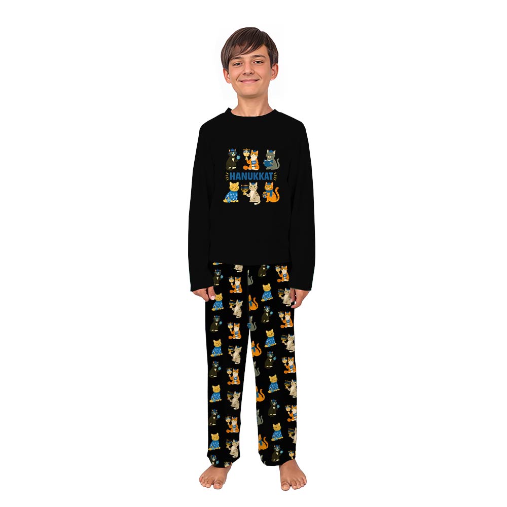 Meowzel Tov Cat Hanukkah Family Matching Christmas Pajamas Meowzel Tov Cat Hanukkah Family Matching Christmas Pajamas