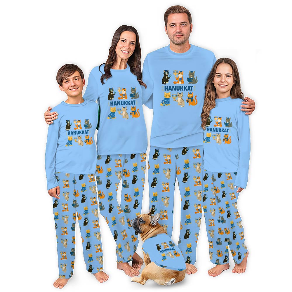 Meowzel Tov Cat Hanukkah Family Matching Christmas Pajamas Meowzel Tov Cat Hanukkah Family Matching Christmas Pajamas