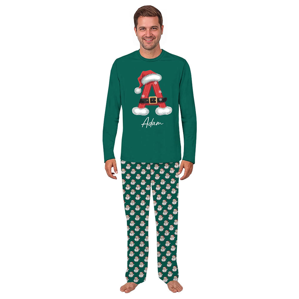 Whole Family Matching Initial Christmas Pajamas In Green Whole Family Matching Initial Christmas Pajamas In Green