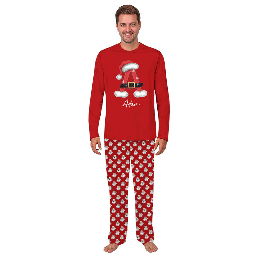 Red Custom Initial Matching Christmas Pajamas For The Whole Crew Red Custom Initial Matching Christmas Pajamas For The Whole Crew