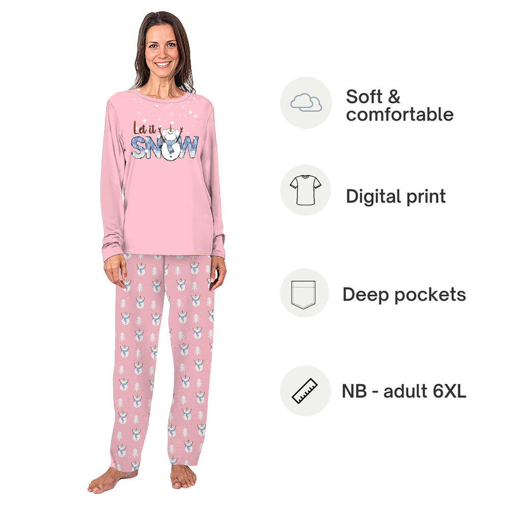 Cute Snowman Family Christmas Pajamas Saying Let It Snow