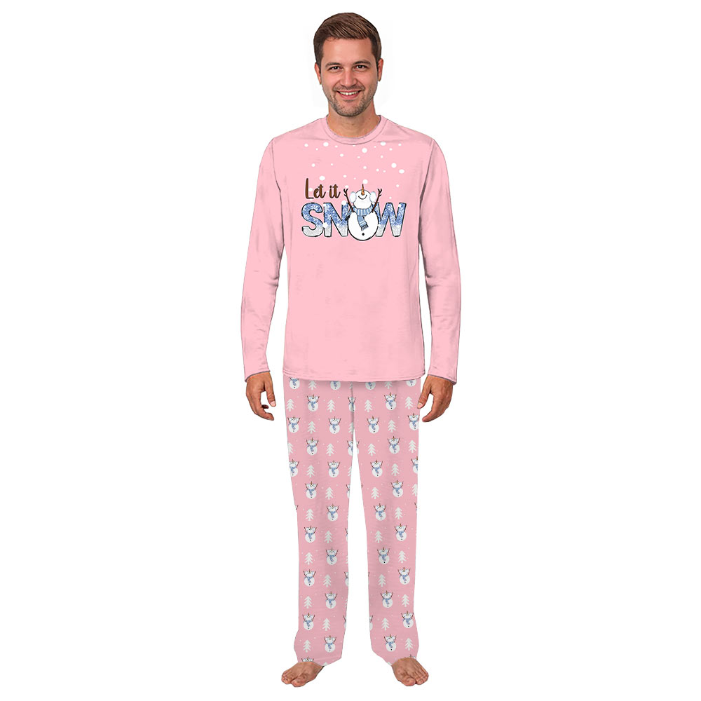 Cute Snowman Family Christmas Pajamas Saying Let It Snow