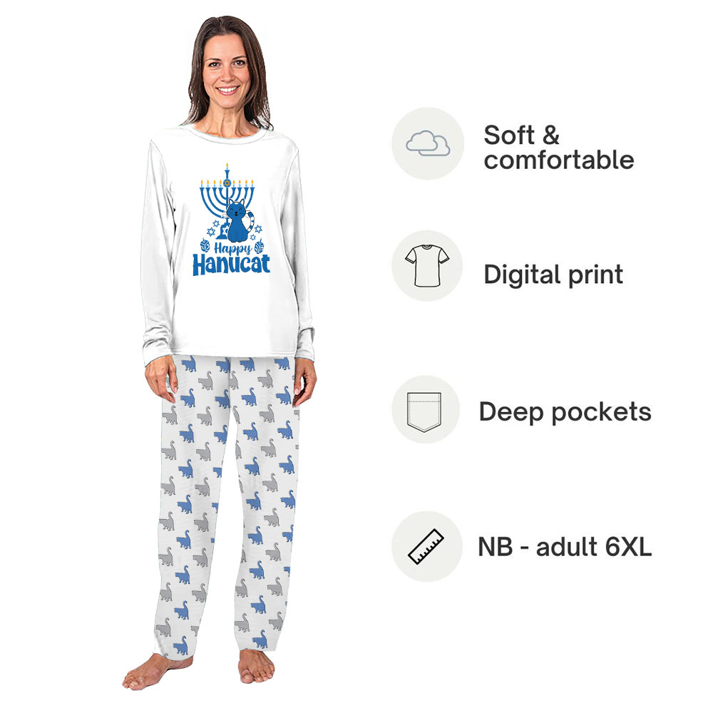Happy Hanucat Family Pajamas With Plus and Infant Sizes Happy Hanucat Family Pajamas With Plus and Infant Sizes
