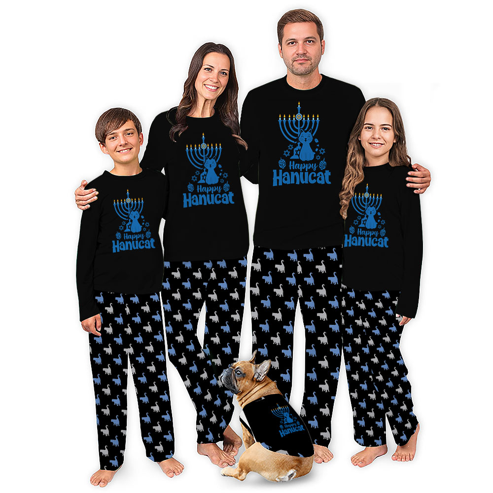 Happy Hanucat Family Pajamas With Plus and Infant Sizes Happy Hanucat Family Pajamas With Plus and Infant Sizes