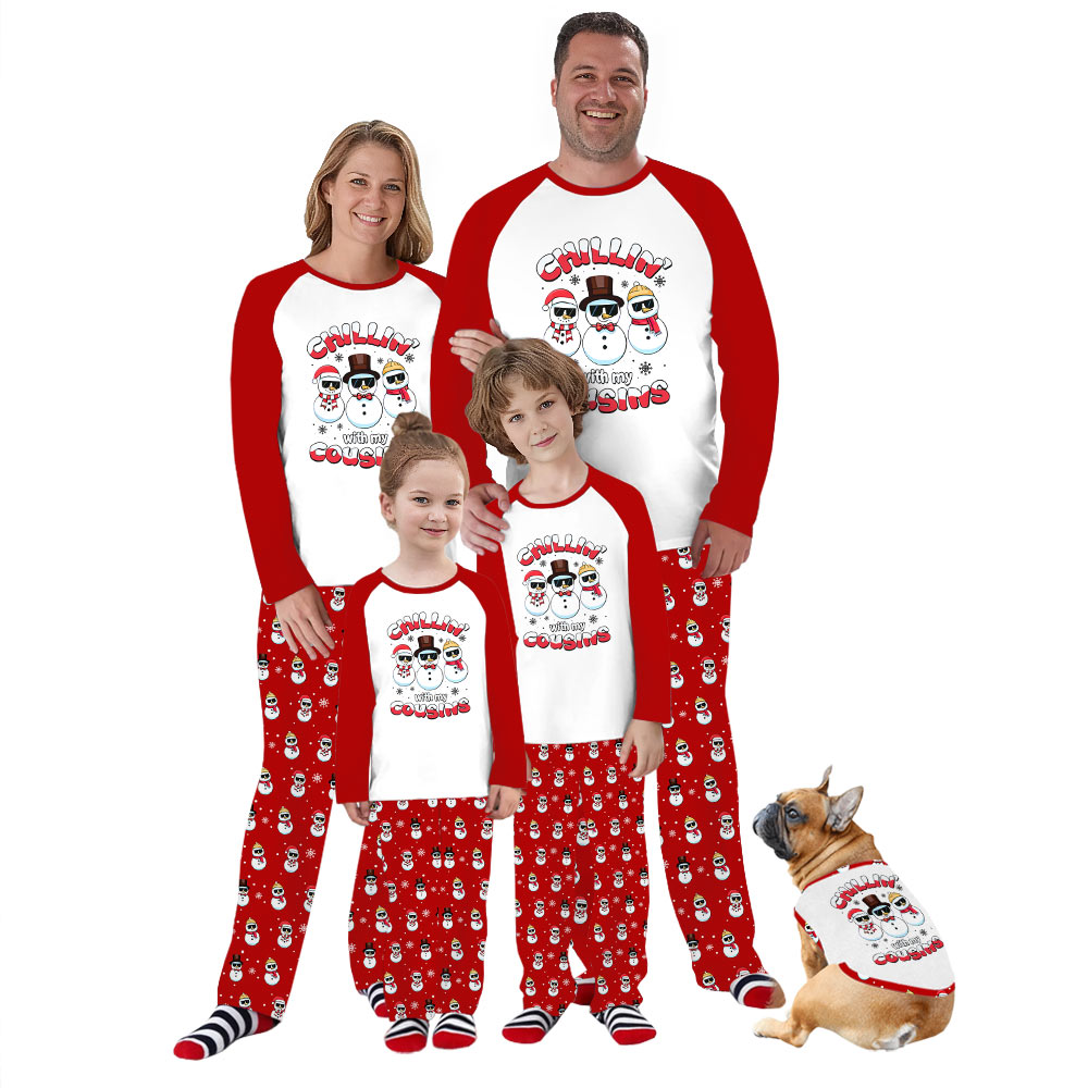 Chilling With My Cousins Snowman Matching Family Christmas Pajamas