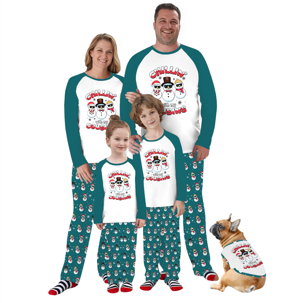 Chilling With My Cousins Snowman Matching Family Christmas Pajamas