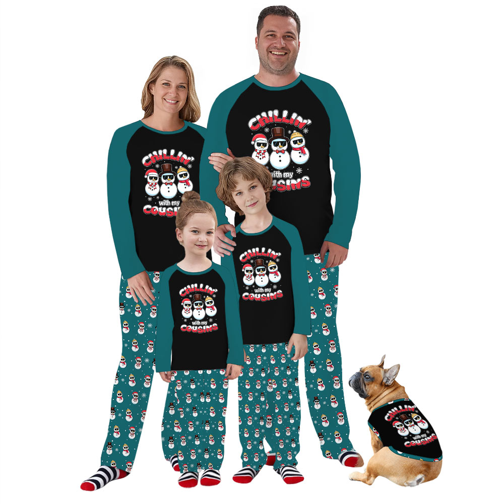 Chilling With My Cousins Snowman Matching Family Christmas Pajamas