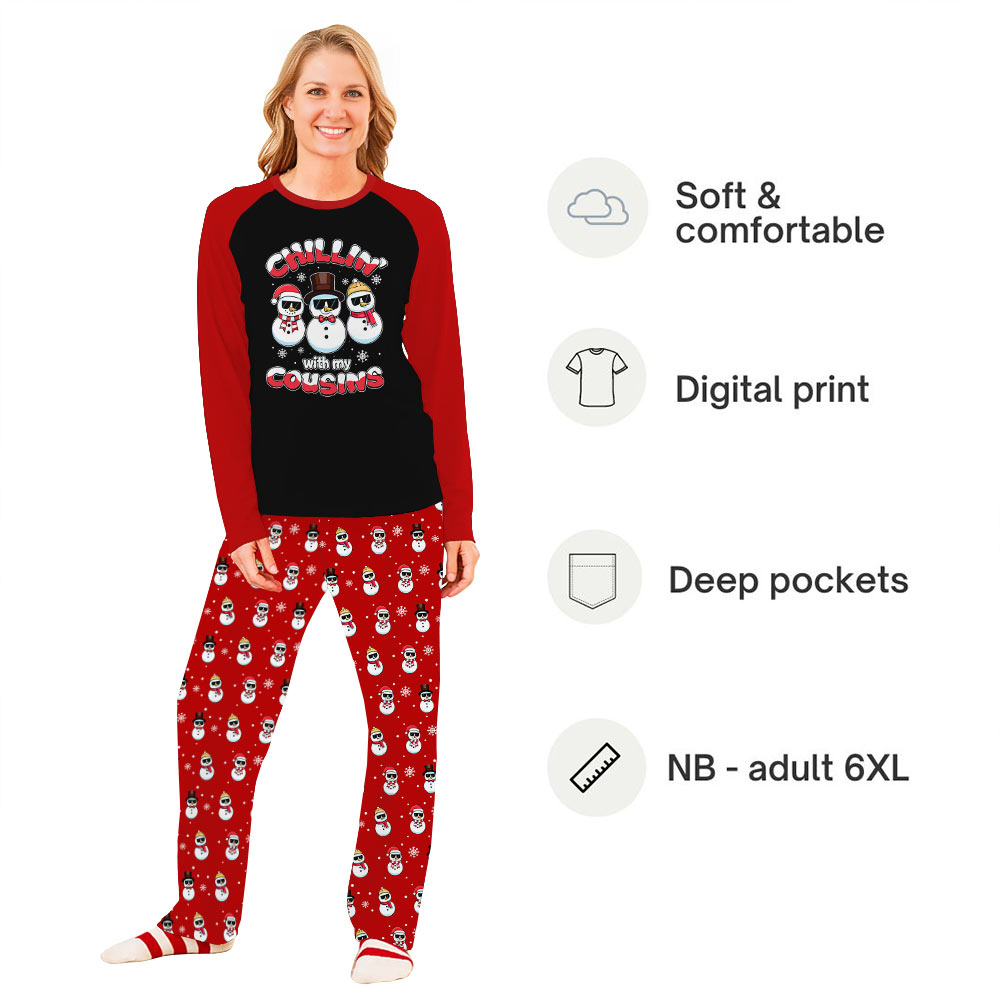Chilling With My Cousins Snowman Matching Family Christmas Pajamas