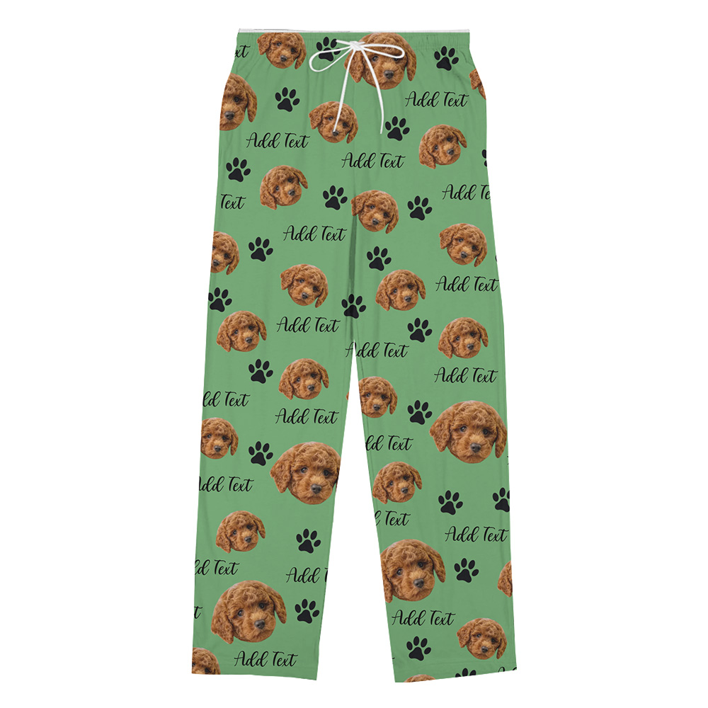 Live Preview Family PJ Pants with Pet Face and Text Personalization Live Preview Family PJ Pants with Pet Face and Text Personalization