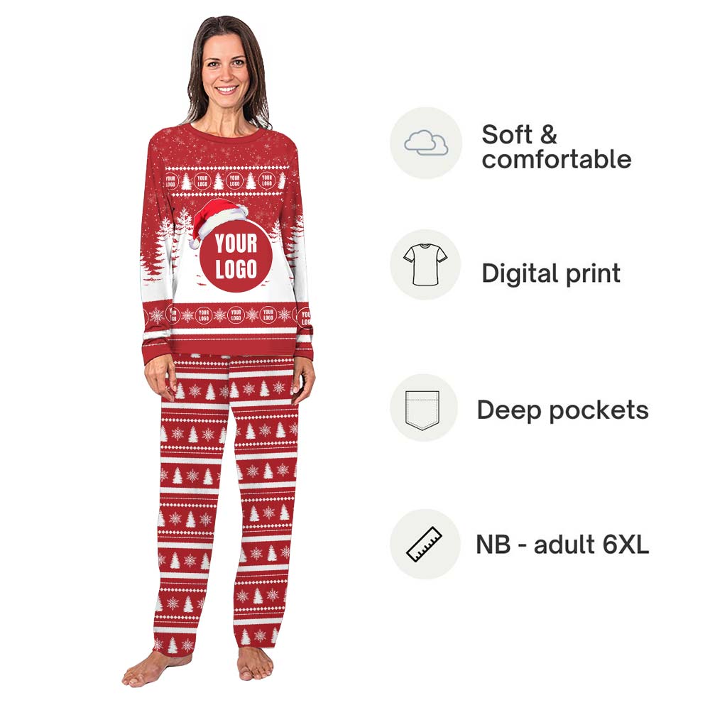 Personalized Christmas Pajamas With Company and Team Logo Personalized Christmas Pajamas With Company and Team Logo