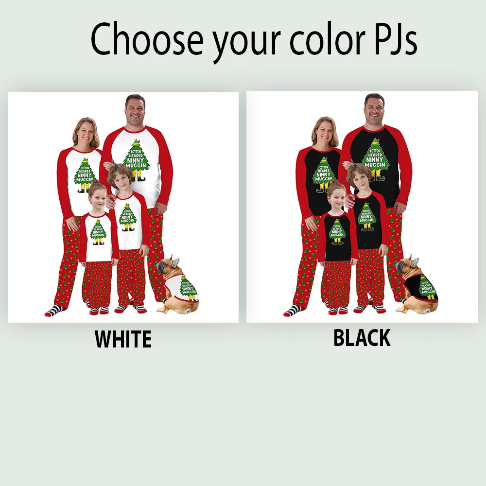 Funny Elf and Christmas Tree Matching Pajamas With Dog Funny Elf and Christmas Tree Matching Pajamas With Dog
