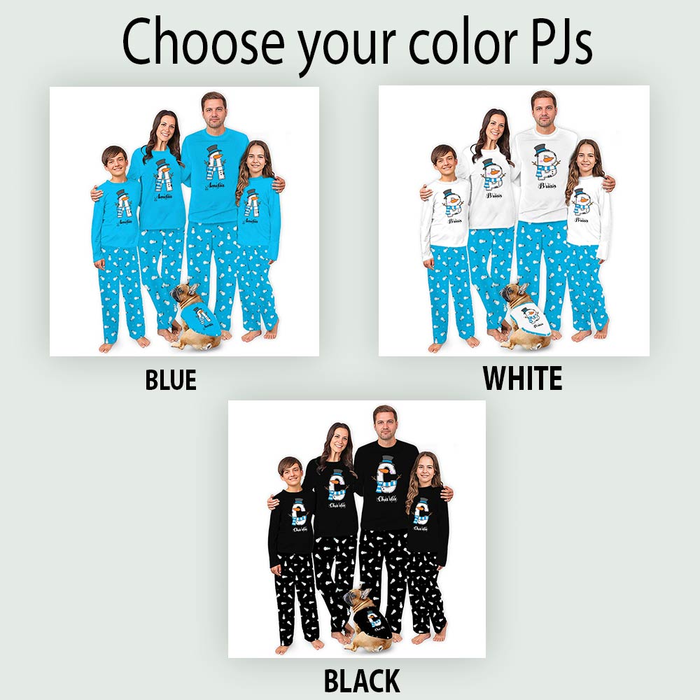 Personalized Snowman Monogrammed Matching Family Christmas Pajamas Personalized Snowman Monogrammed Matching Family Christmas Pajamas