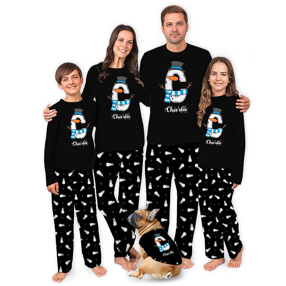 Personalized Snowman Monogrammed Matching Family Christmas Pajamas Personalized Snowman Monogrammed Matching Family Christmas Pajamas