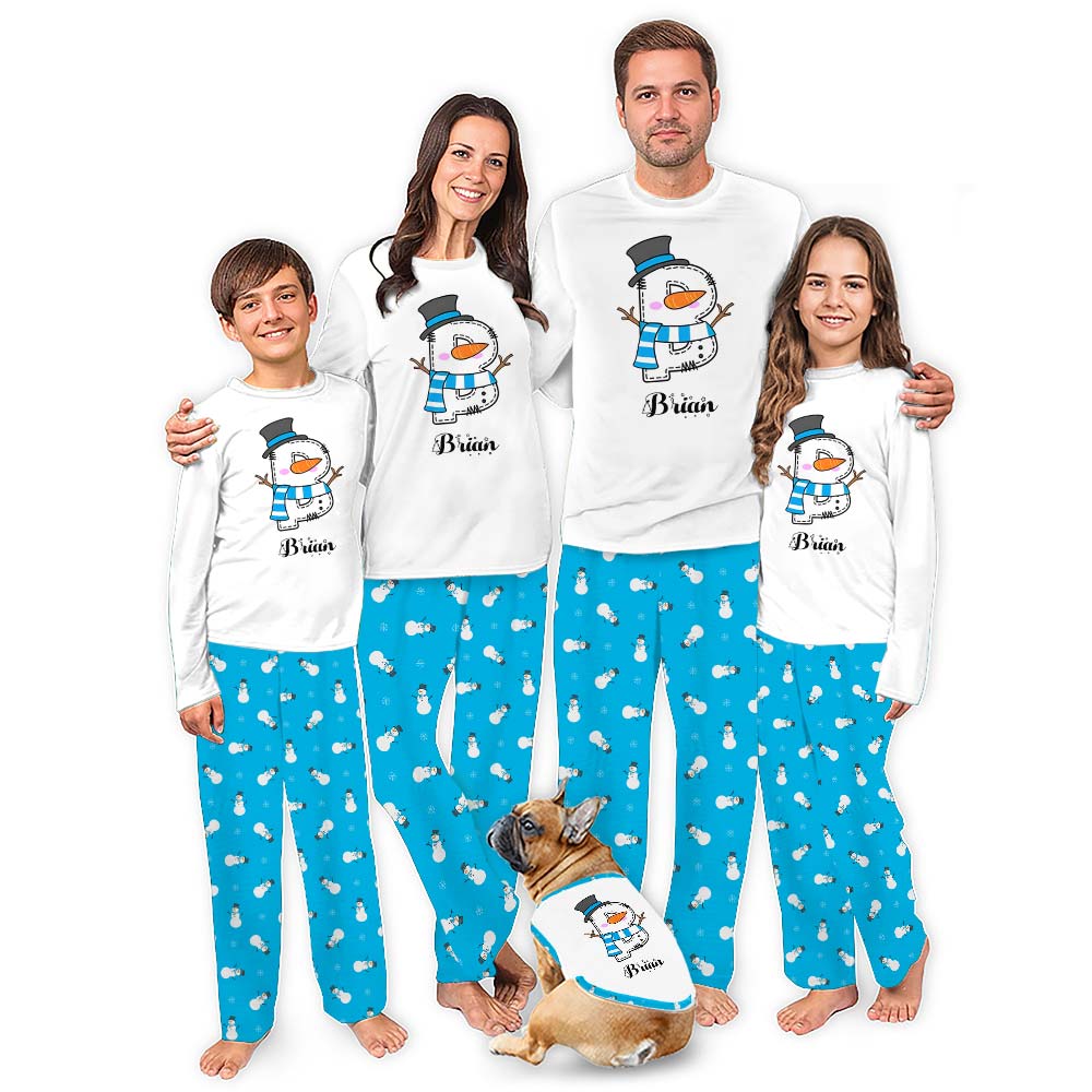 Personalized Snowman Monogrammed Matching Family Christmas Pajamas Personalized Snowman Monogrammed Matching Family Christmas Pajamas