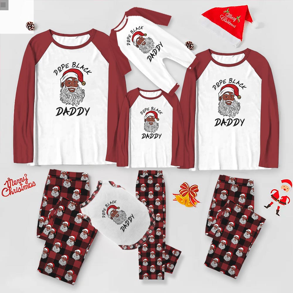Raglan Black Santa Matching Christmas Pajamas All Sizes Raglan Black Santa Matching Christmas Pajamas All Sizes