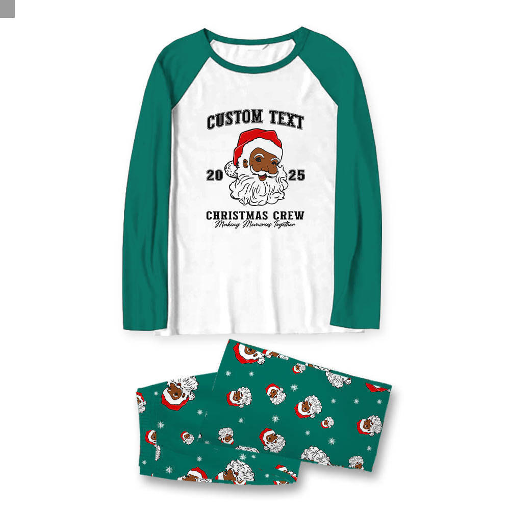 Personalized Name Family Christmas Pajamas With Black Santa Personalized Name Family Christmas Pajamas With Black Santa