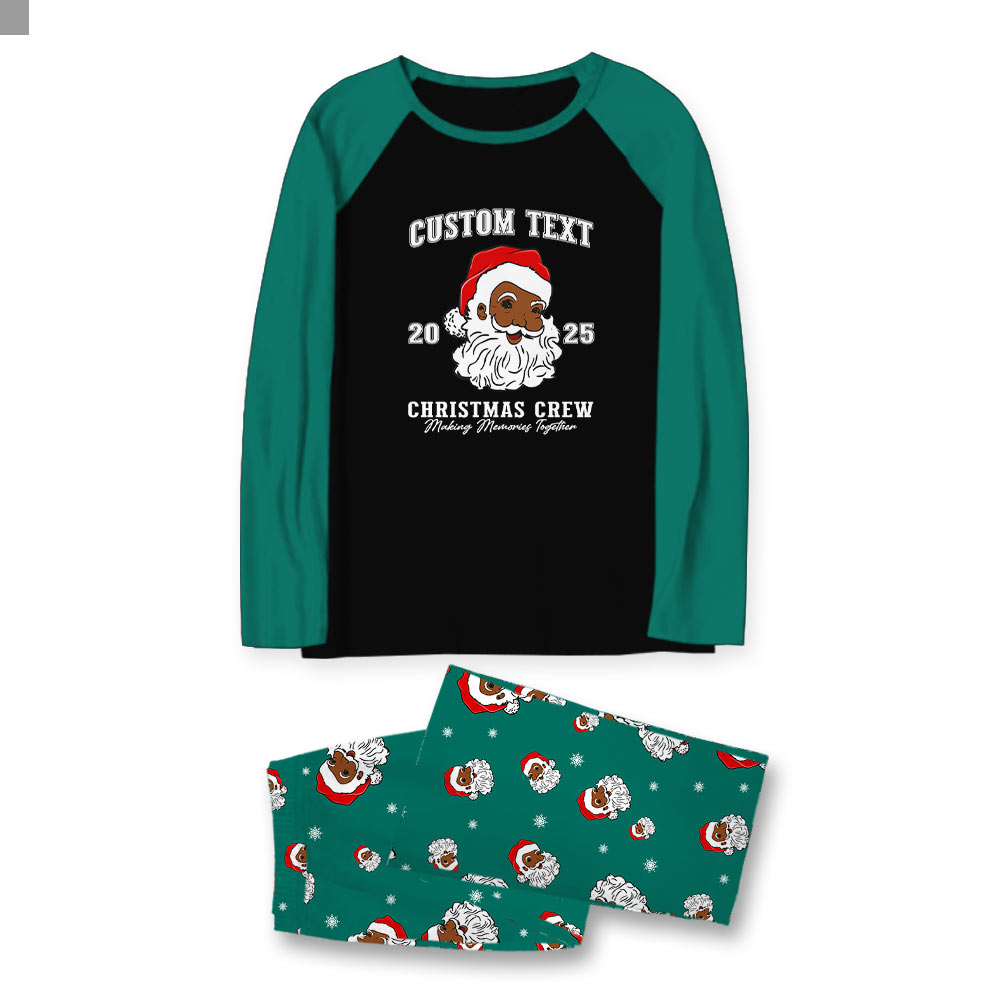 Personalized Name Family Christmas Pajamas With Black Santa Personalized Name Family Christmas Pajamas With Black Santa