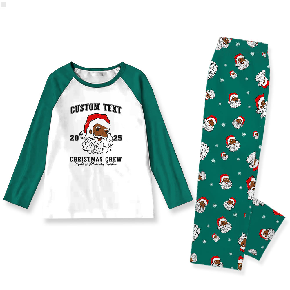 Personalized Name Family Christmas Pajamas With Black Santa Personalized Name Family Christmas Pajamas With Black Santa