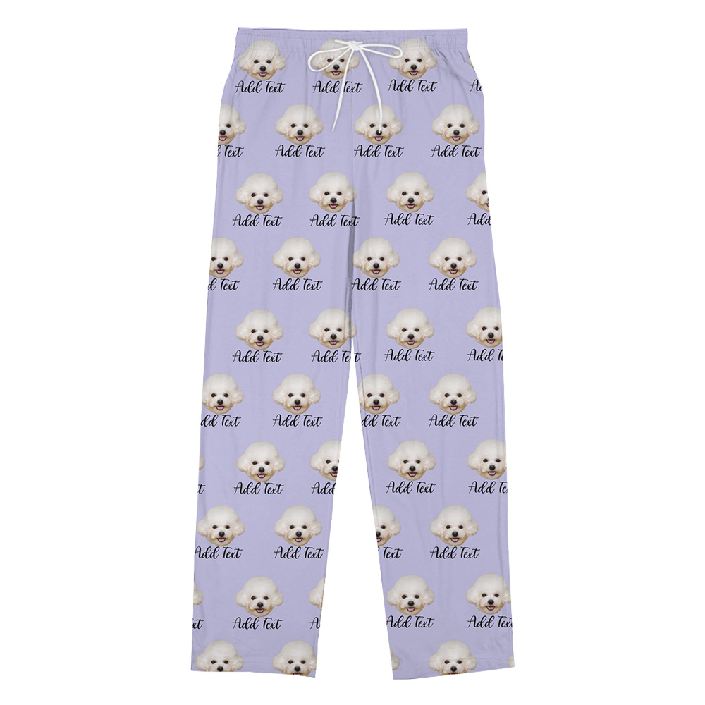 Live Preview Soft Pajama Pants with Personalized Pet Face and Text Live Preview Soft Pajama Pants with Personalized Pet Face and Text