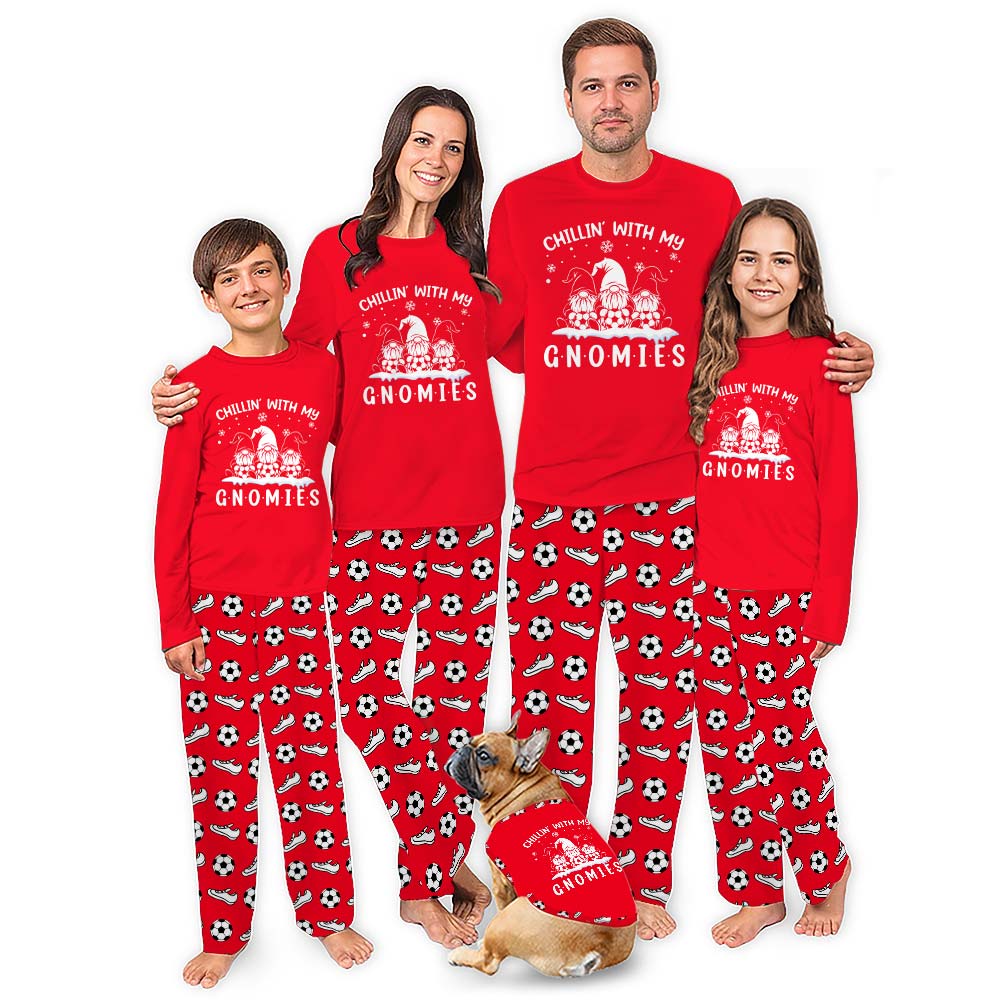 Chillin With My Gnomies Soccer Matching Family Christmas Pajamas Chillin With My Gnomies Soccer Matching Family Christmas Pajamas