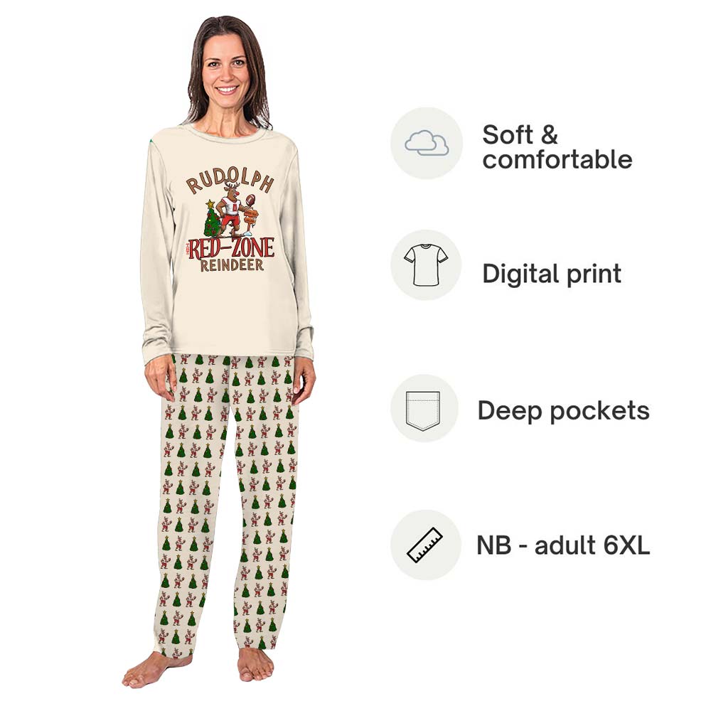 Rudolph The Red Nosed Reindeer FootBall Christmas Pajamas Matching Family Rudolph The Red Nosed Reindeer FootBall Christmas Pajamas Matching Family