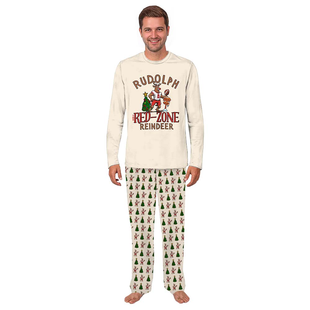 Rudolph The Red Nosed Reindeer FootBall Christmas Pajamas Matching Family Rudolph The Red Nosed Reindeer FootBall Christmas Pajamas Matching Family