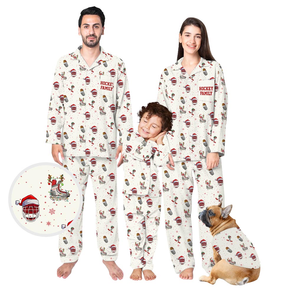 Custom Name Christmas Hockey Family Pajamas All Sizes Custom Name Christmas Hockey Family Pajamas All Sizes