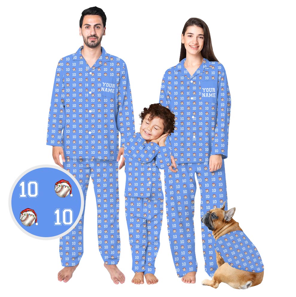 Personalized Baseball Button Up Matching Family Christmas Pajamas Personalized Baseball Button Up Matching Family Christmas Pajamas