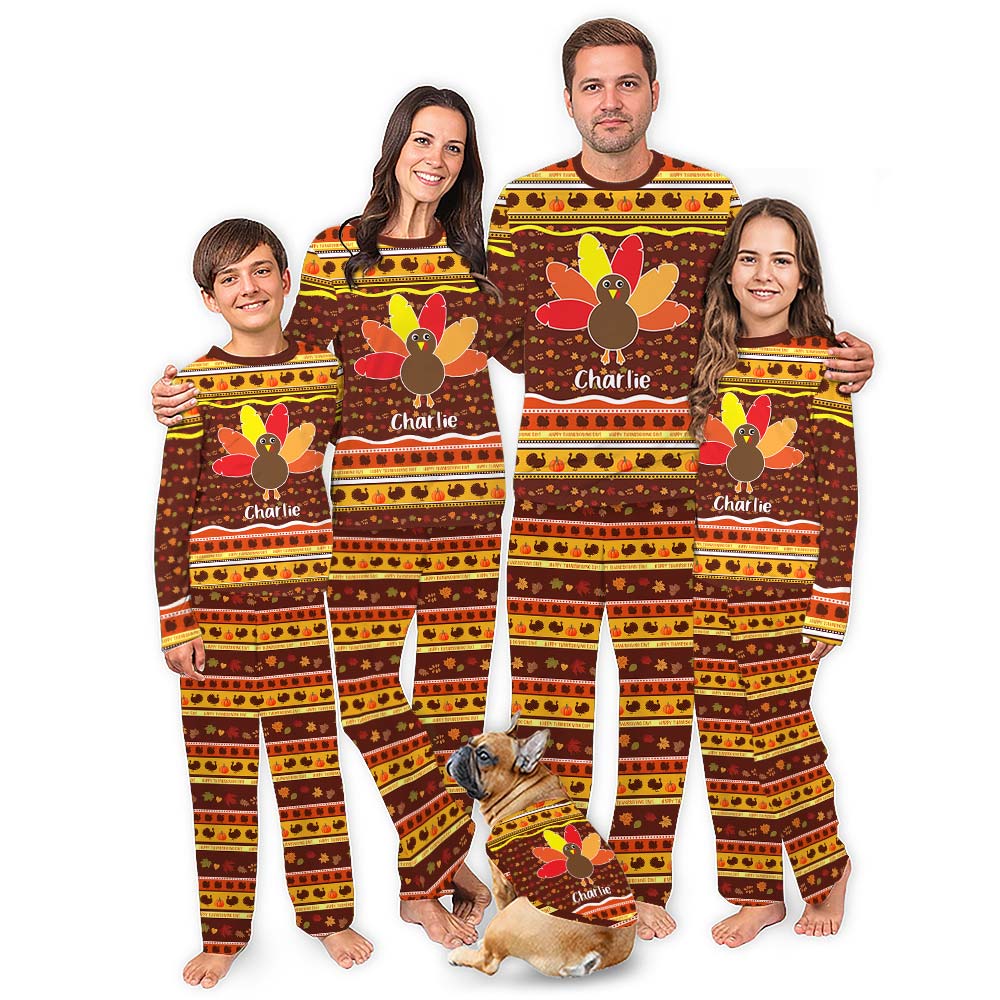 Personalized Family Thanksgiving Pajamas With Names And Plus Size Personalized Family Thanksgiving Pajamas With Names And Plus Size