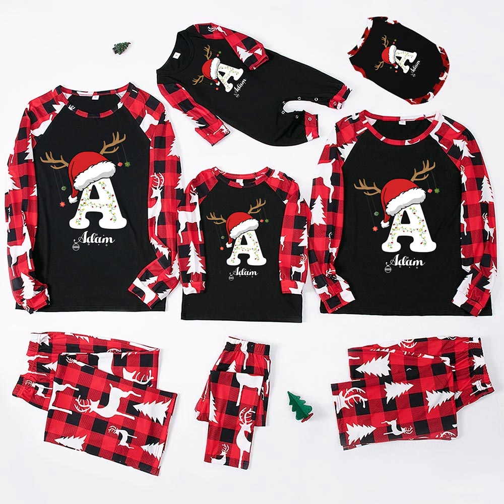 Black Red Personalized Christmas Pjs With Name Black Red Personalized Christmas Pjs With Name