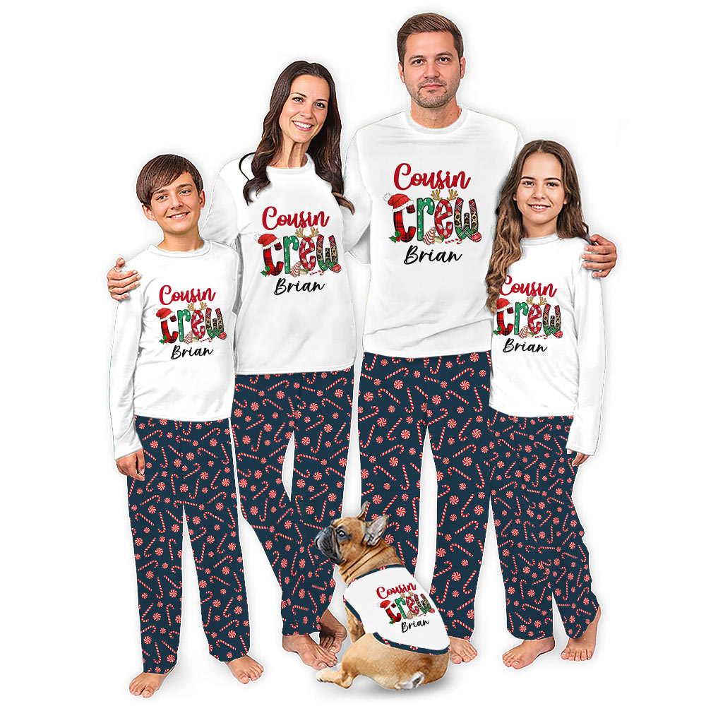 Personalized Name Cousin Crew Christmas Pajamas With Pockets Personalized Name Cousin Crew Christmas Pajamas With Pockets