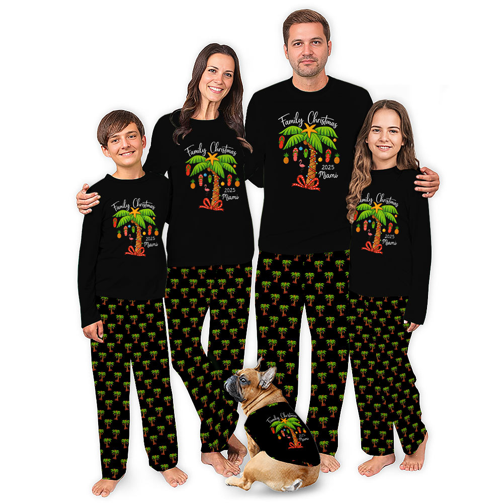 Tropical Christmas Family Pajamas With Handy Pockets Tropical Christmas Family Pajamas With Handy Pockets