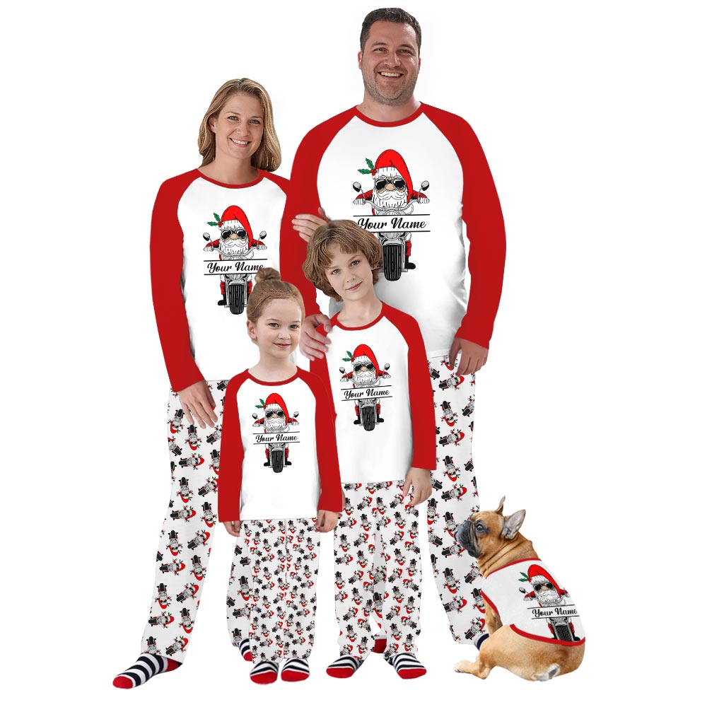 Santa's Motorcycle Adventure Pajama Sets Family Christmas with Custom Name Santa's Motorcycle Adventure Pajama Sets Family Christmas with Custom Name