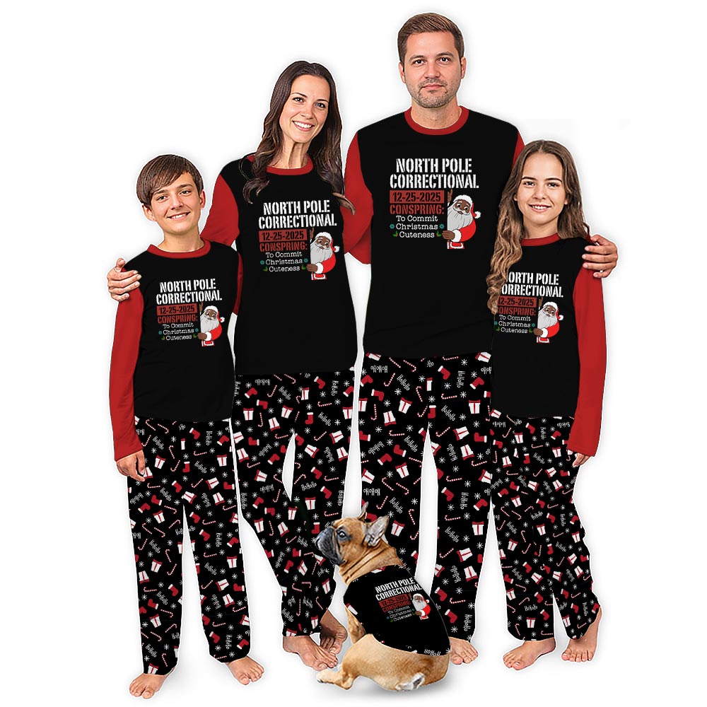 Black Santa Matching Christmas Pajamas Plus Size Up To 6XL Black Santa Matching Christmas Pajamas Plus Size Up To 6XL