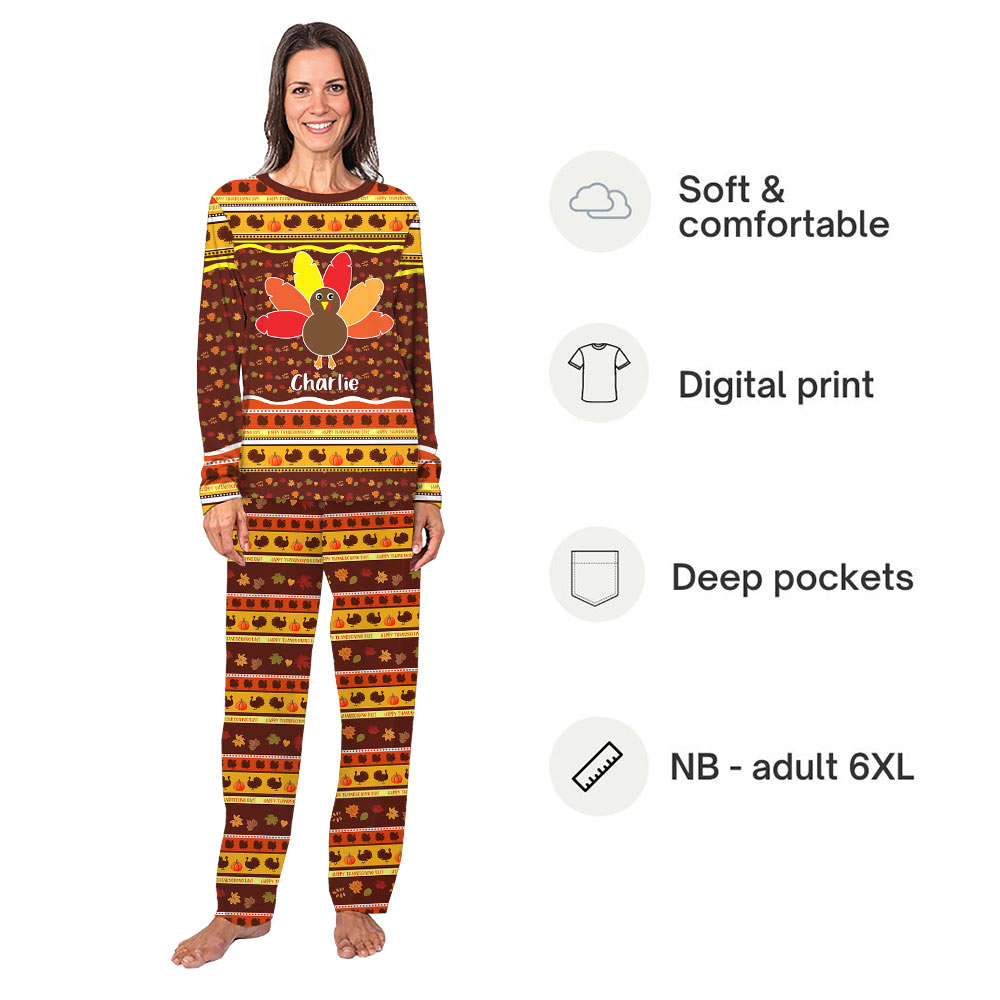 Personalized Family Thanksgiving Pajamas With Names And Plus Size Personalized Family Thanksgiving Pajamas With Names And Plus Size