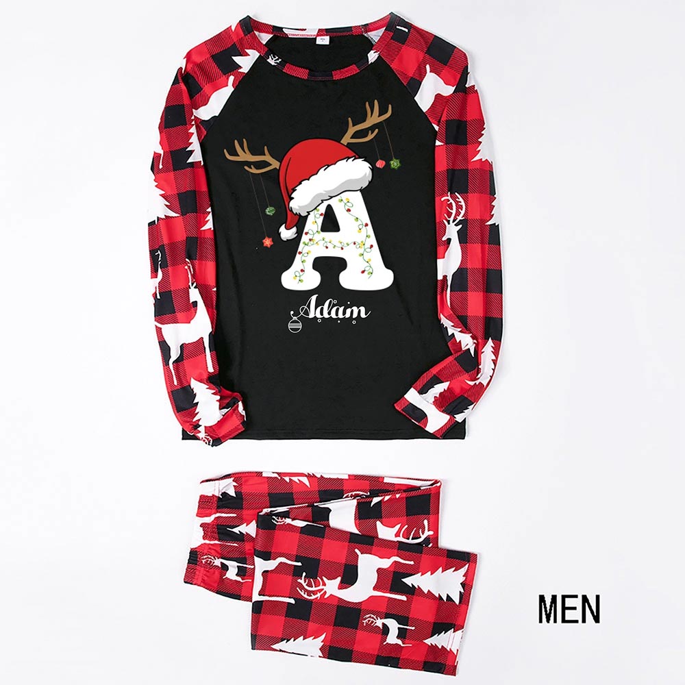 Black Red Personalized Christmas Pjs With Name Black Red Personalized Christmas Pjs With Name