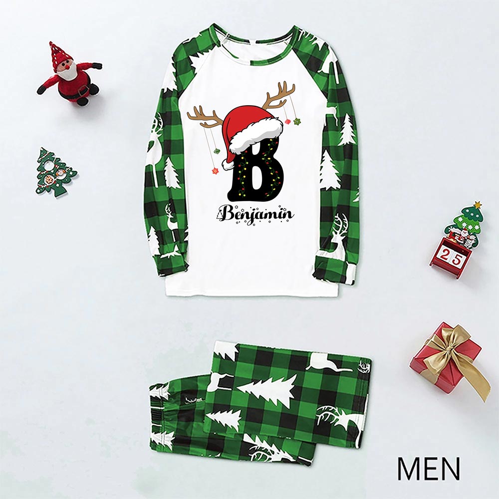 Green And White Personalized Christmas Jammies With Names And Pockets Green And White Personalized Christmas Jammies With Names And Pockets