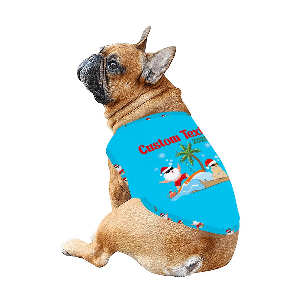 Personalized Tropical Beach Christmas Matching Family Pajamas Blue Personalized Tropical Beach Christmas Matching Family Pajamas Blue