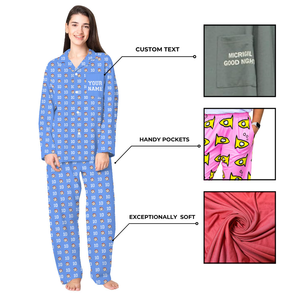 Personalized Baseball Button Up Matching Family Christmas Pajamas Personalized Baseball Button Up Matching Family Christmas Pajamas