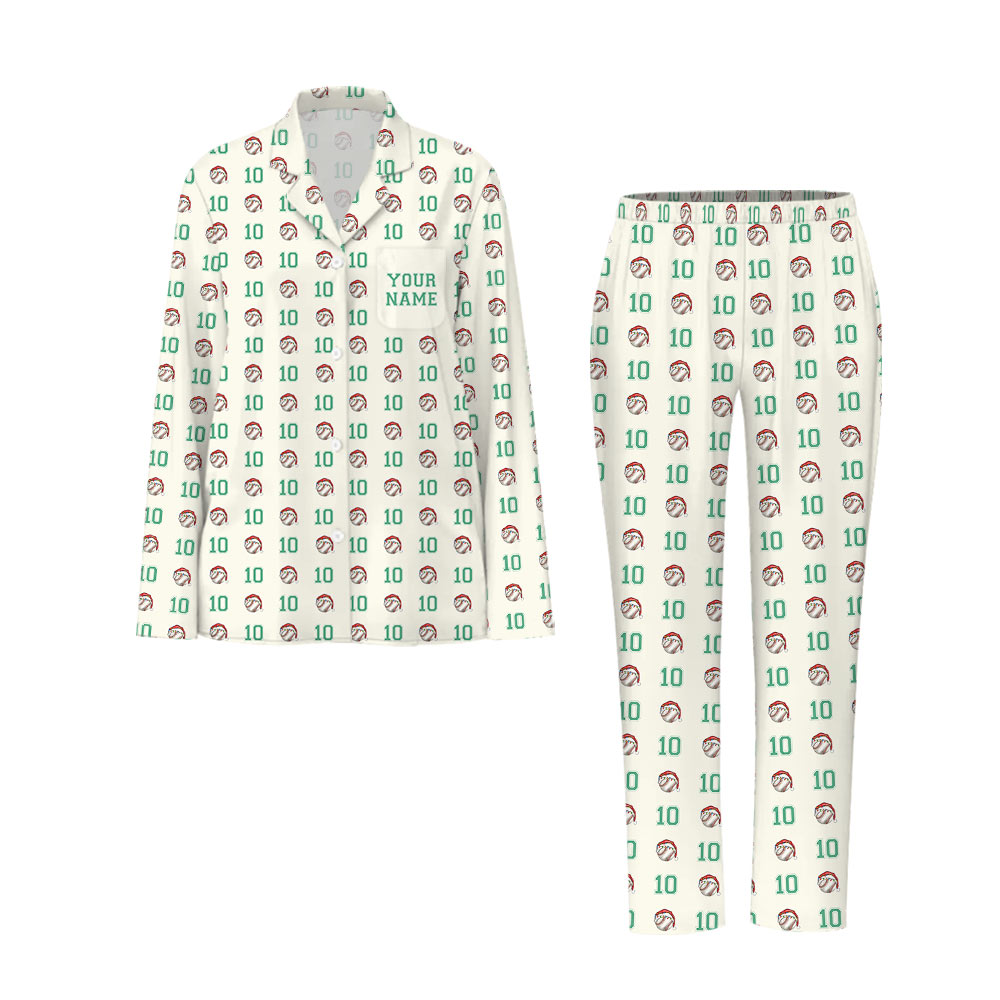 Personalized Baseball Button Up Matching Family Christmas Pajamas Personalized Baseball Button Up Matching Family Christmas Pajamas