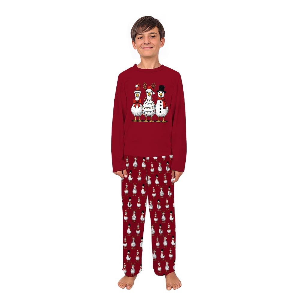 Vintage Christmas Goose Matching Family Pajamas Red Vintage Christmas Goose Matching Family Pajamas Red
