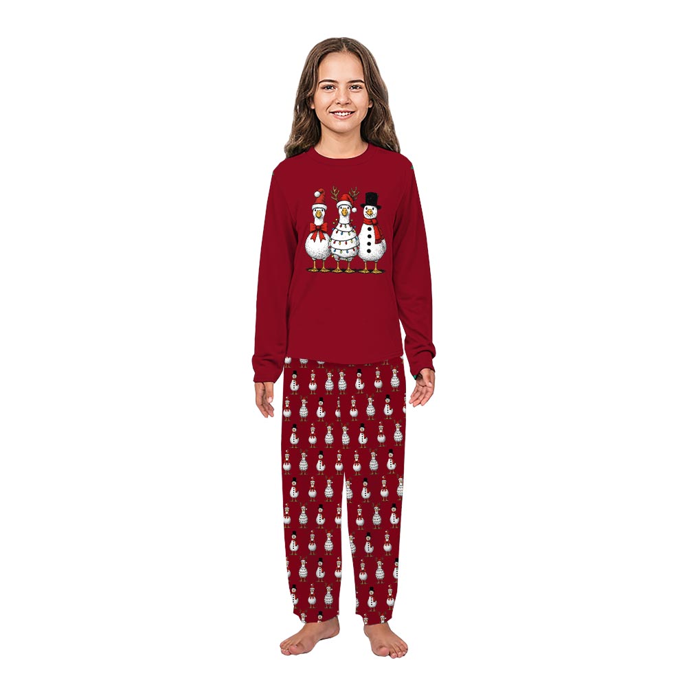 Vintage Christmas Goose Matching Family Pajamas Red Vintage Christmas Goose Matching Family Pajamas Red
