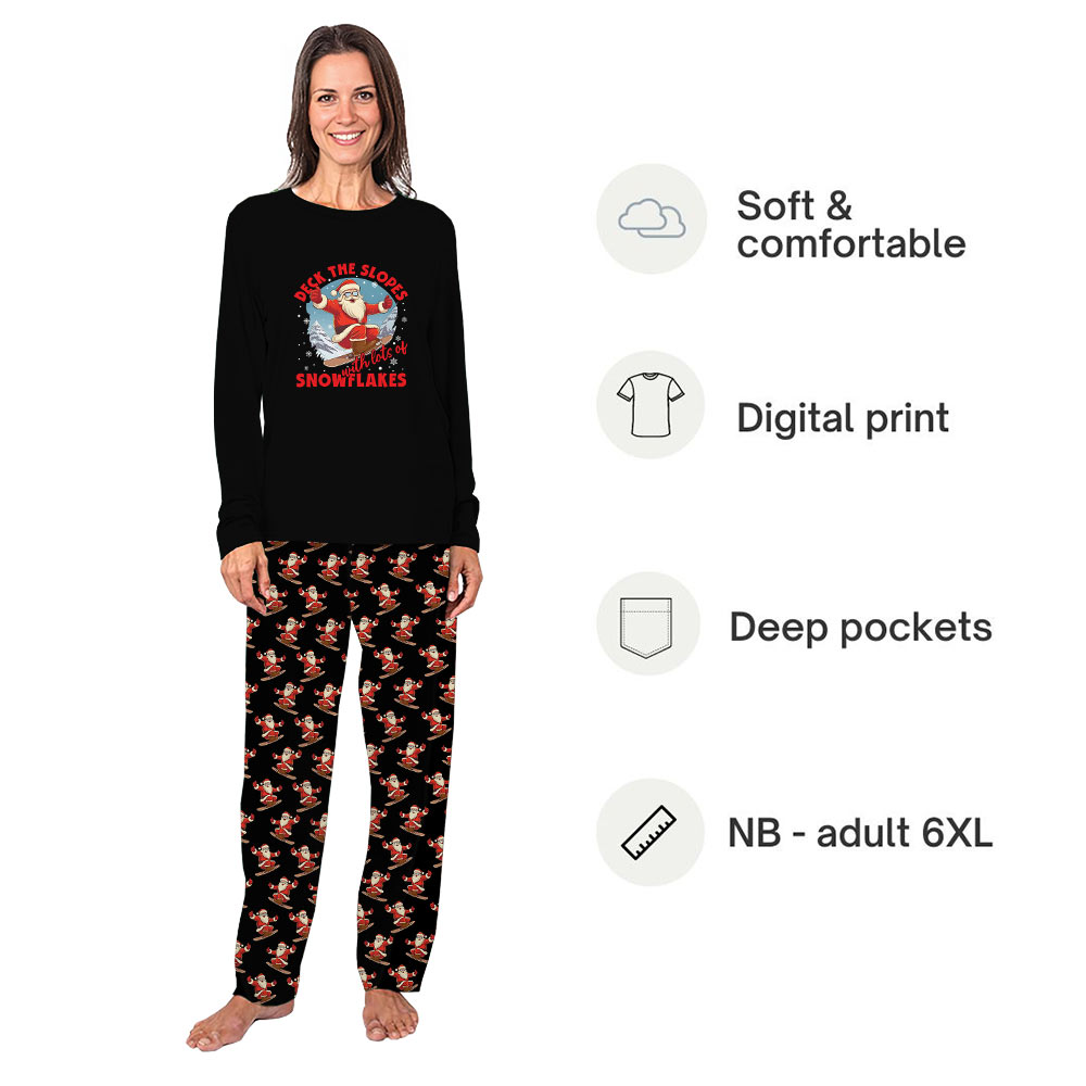 Snowboarding Christmas Matching Family Jammies With Pockets Snowboarding Christmas Matching Family Jammies With Pockets