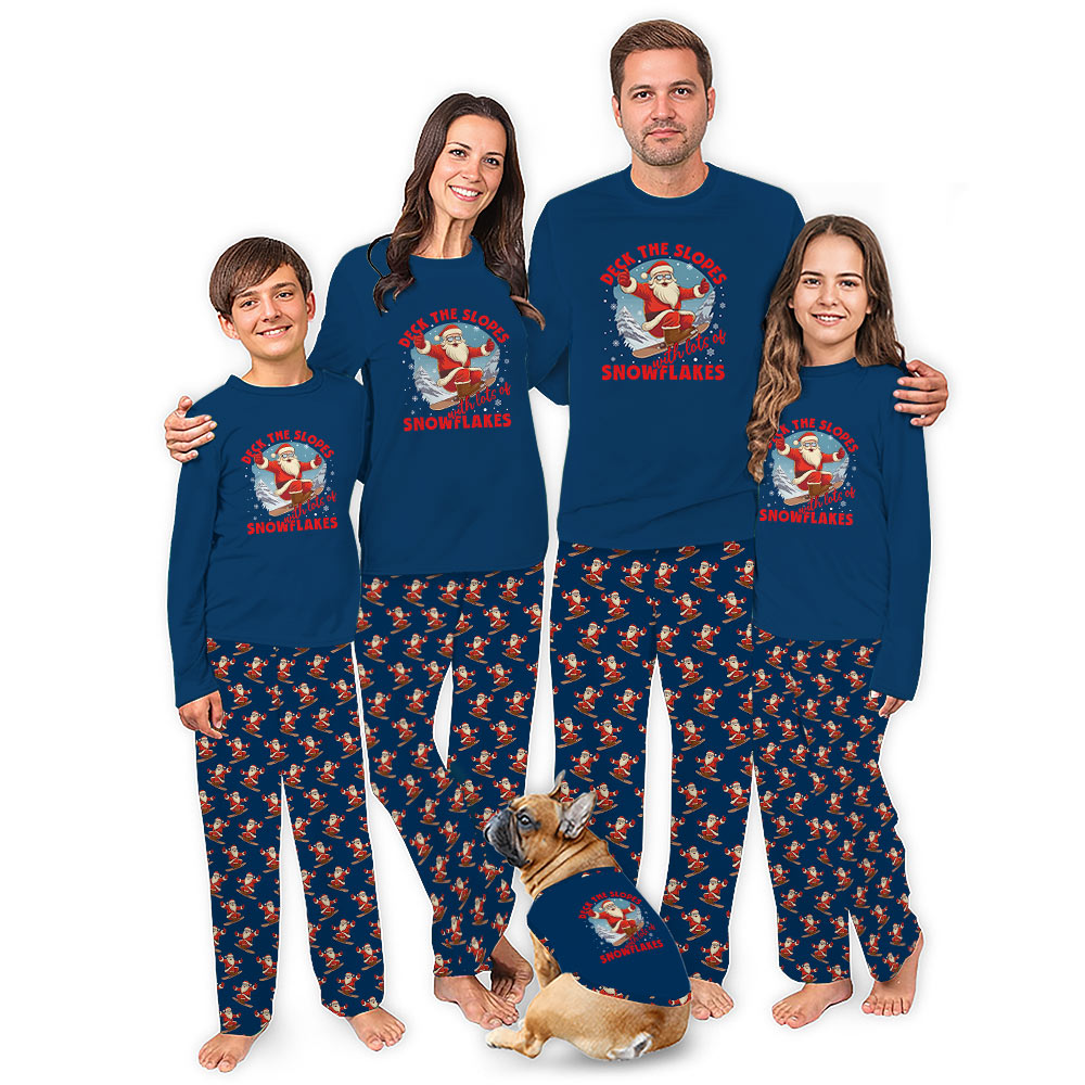 Snowboarding Christmas Matching Family Jammies With Pockets Snowboarding Christmas Matching Family Jammies With Pockets