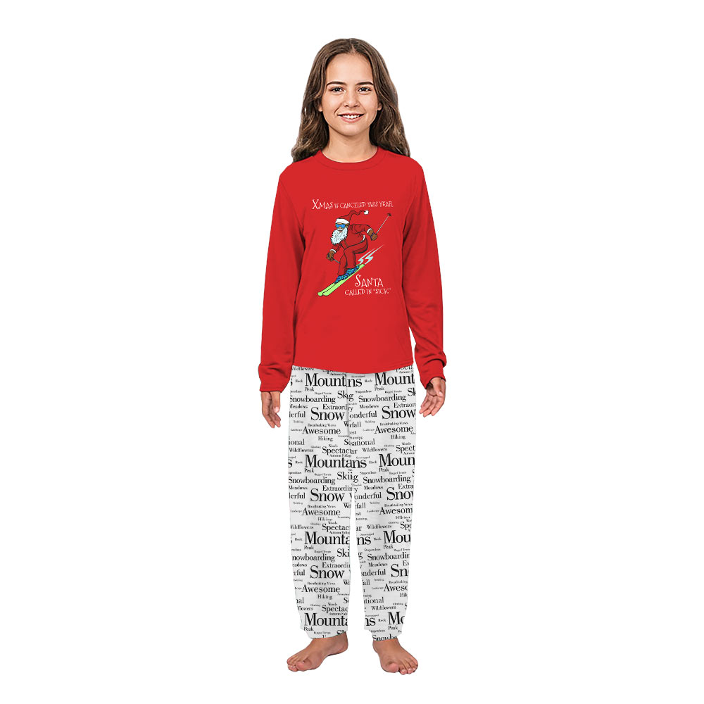 Skiing Santa Funny Christmas Pajamas For Adults And Kids Skiing Santa Funny Christmas Pajamas For Adults And Kids