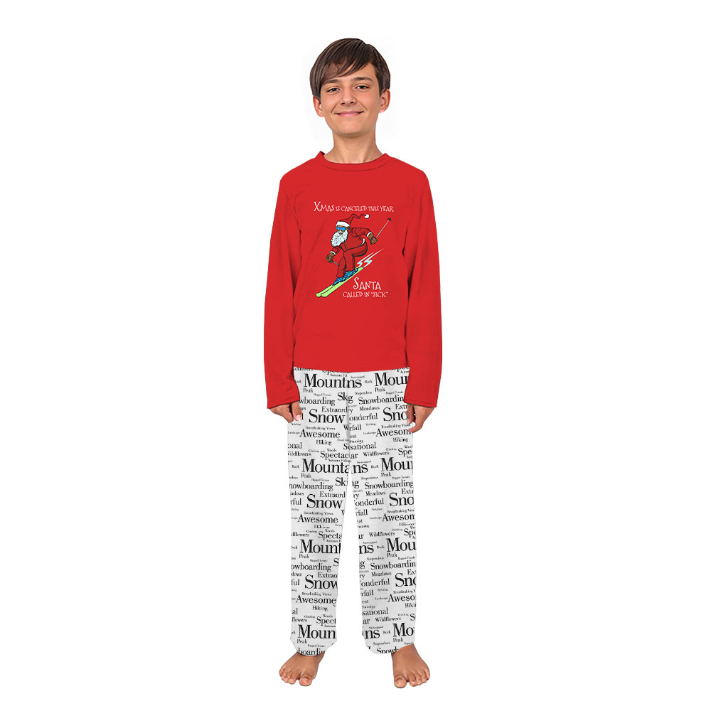 Skiing Santa Funny Christmas Pajamas For Adults And Kids Skiing Santa Funny Christmas Pajamas For Adults And Kids